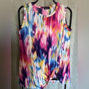 Multicolor Sleeveless Top with Side Twist